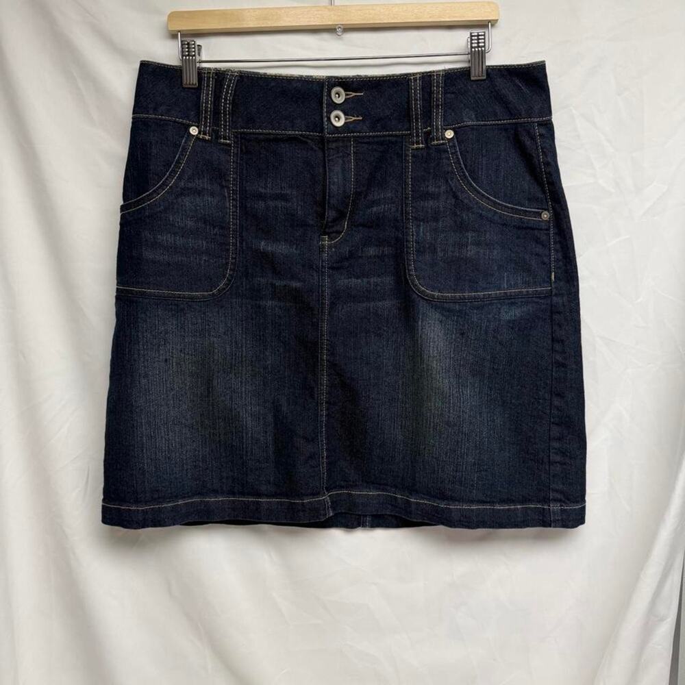 Fashion Bug navy denim mini skirt with button detail Size 14